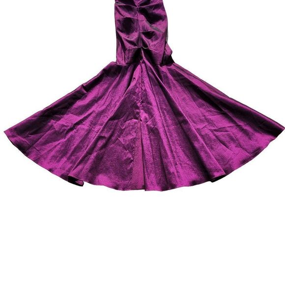 Vintage 80's Xscape Gown Strapless Gathered Mermaid Fishtail Goth Punk Purple XS - Picture 16 of 17